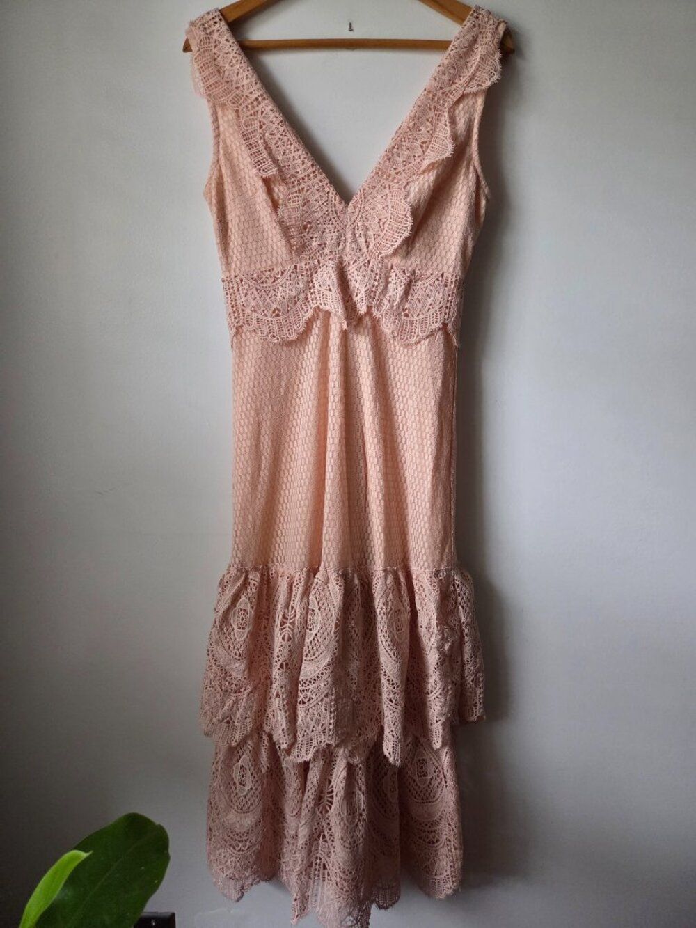 NWT MISS SELFRIDGE BLUSH PINK LACE APPLIQUE V NECK GARDEN PARTY DRESS SIZE US 4